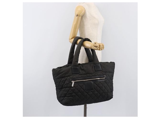 Borsa Tote CHANEL Cococoon Canvas Black Silver CC Auth bs36844 Nero Argento - vista 29