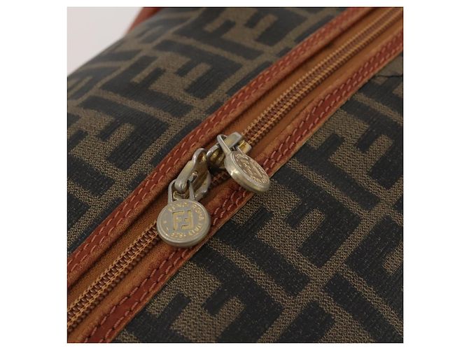 Borsa Boston FENDI Zucca Canvas PVC Marrone Nero Auth 197724 - vista 10