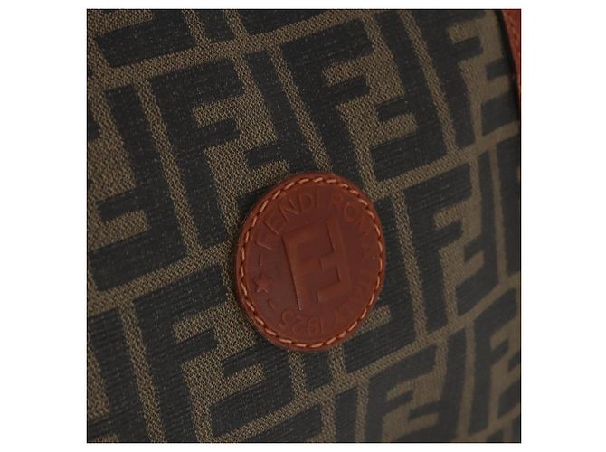 Borsa Boston FENDI Zucca Canvas PVC Marrone Nero Auth 197724 - vista 17