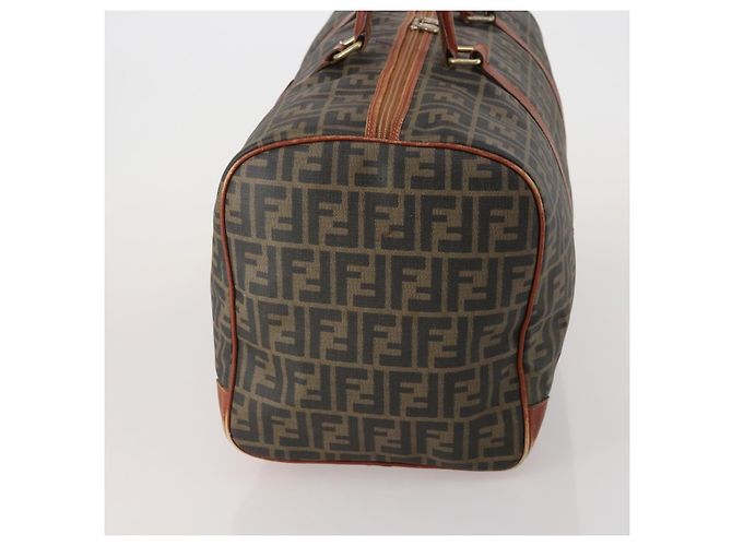 Borsa Boston FENDI Zucca Canvas PVC Marrone Nero Auth 197724 - vista 3