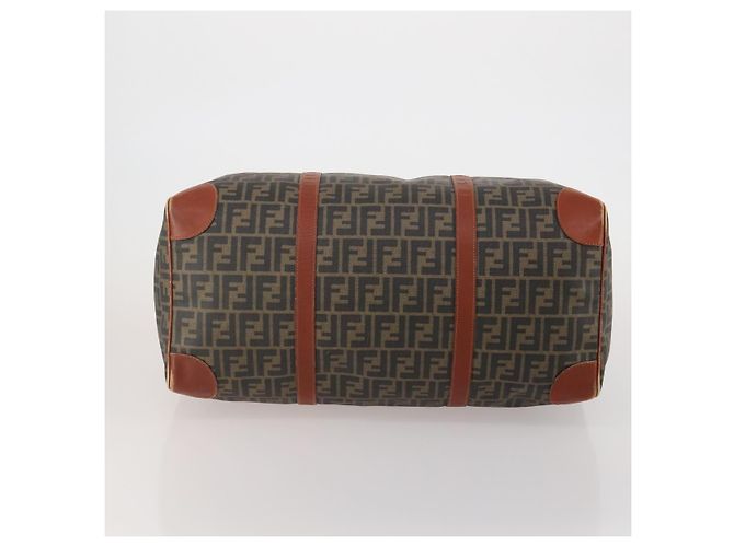 Borsa Boston FENDI Zucca Canvas PVC Marrone Nero Auth 197724 - vista 5