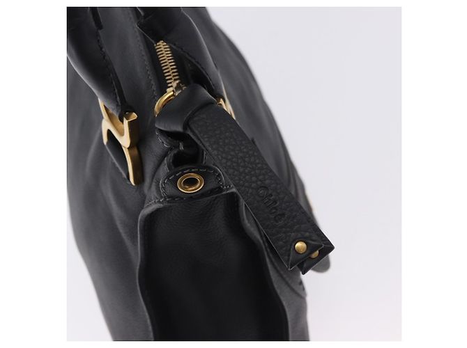 Chloé Borsa Chloe Mercy in pelle nera e oro Auth 201985V Nero D'oro - vista 10
