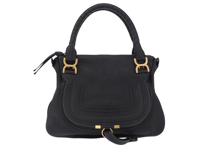 Chloé Borsa Chloe Mercy in pelle nera e oro Auth 201985V Nero D'oro - vista 13
