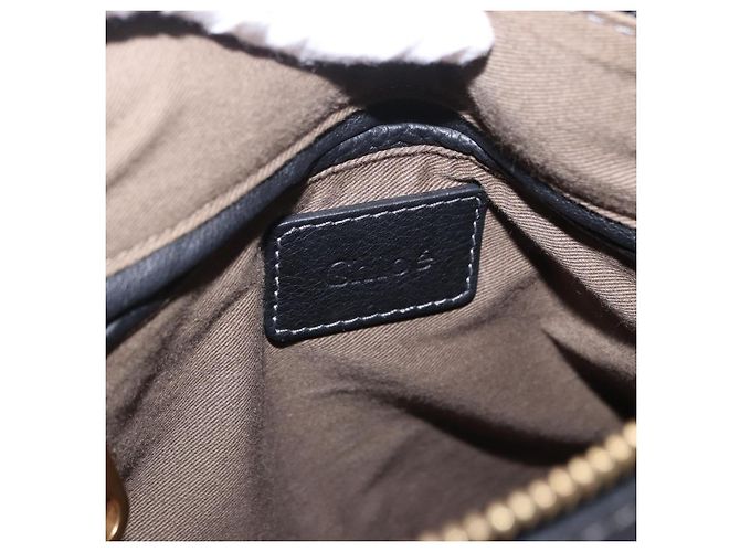 Chloé Borsa Chloe Mercy in pelle nera e oro Auth 201985V Nero D'oro - vista 17