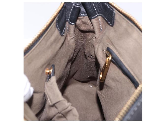 Chloé Borsa Chloe Mercy in pelle nera e oro Auth 201985V Nero D'oro - vista 19