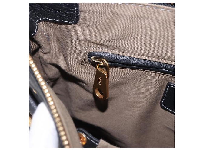 Chloé Borsa Chloe Mercy in pelle nera e oro Auth 201985V Nero D'oro - vista 20