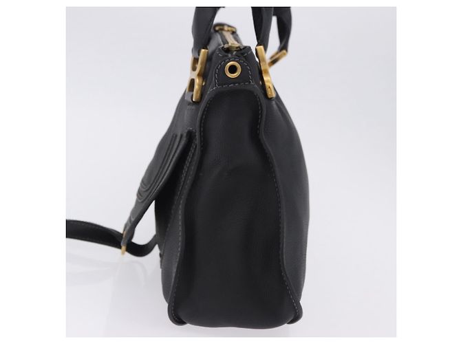 Chloé Borsa Chloe Mercy in pelle nera e oro Auth 201985V Nero D'oro - vista 3