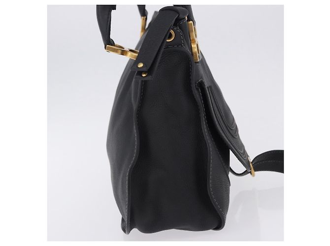 Chloé Borsa Chloe Mercy in pelle nera e oro Auth 201985V Nero D'oro - vista 4
