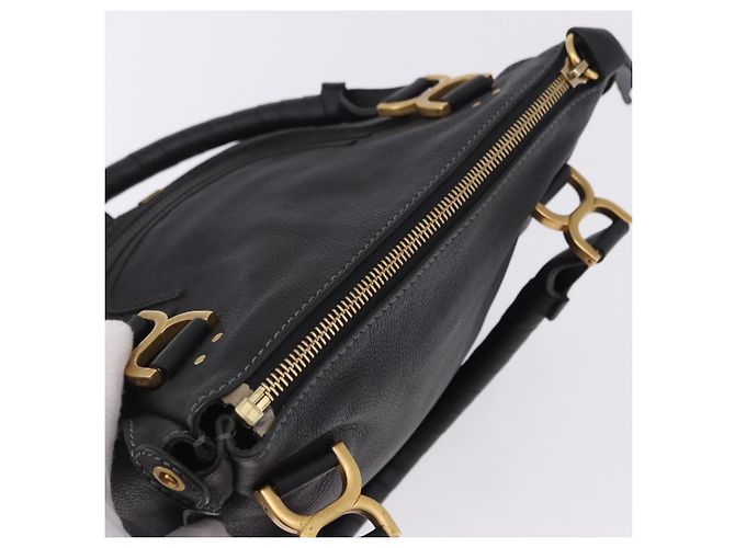 Chloé Borsa Chloe Mercy in pelle nera e oro Auth 201985V Nero D'oro - vista 6