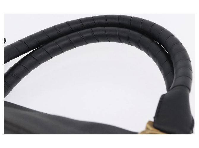 Chloé Borsa Chloe Mercy in pelle nera e oro Auth 201985V Nero D'oro - vista 8
