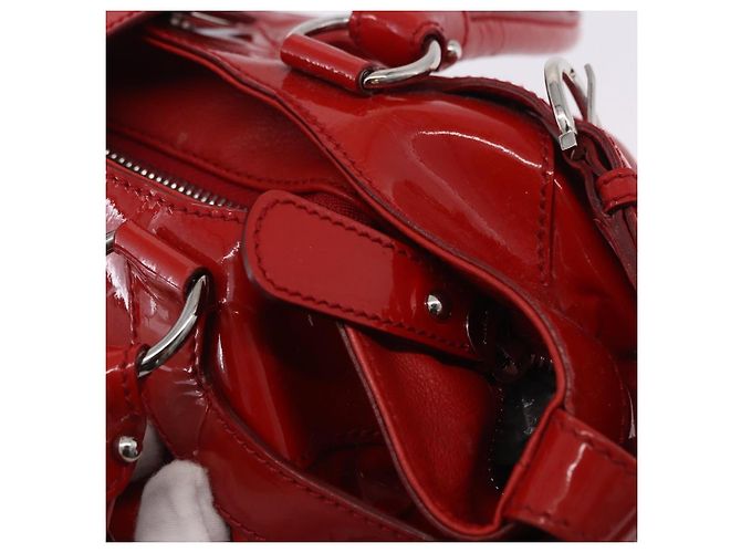 Borsa Salvatore Ferragamo Gancini in vernice Rossa Argento Auth BA15486 Rosso - vista 19