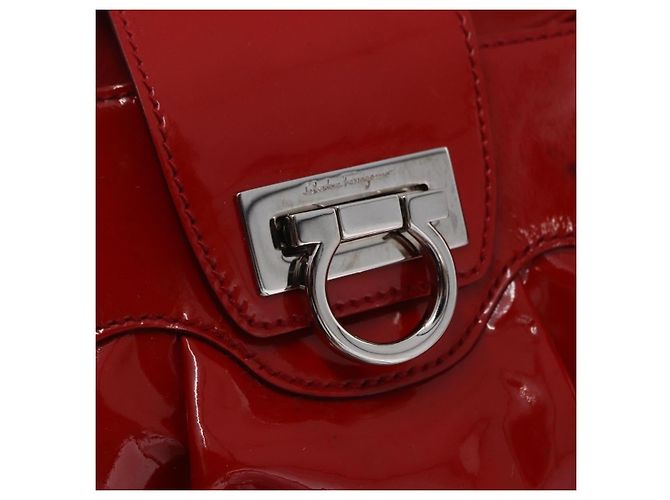 Borsa Salvatore Ferragamo Gancini in vernice Rossa Argento Auth BA15486 Rosso - vista 20