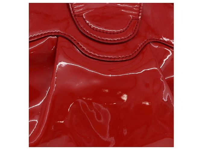 Borsa Salvatore Ferragamo Gancini in vernice Rossa Argento Auth BA15486 Rosso - vista 4