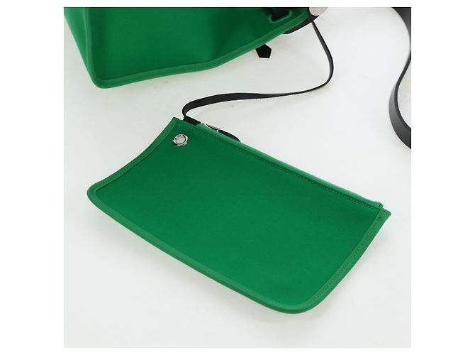 Hermès Borsa HERMES Air Zip PM Canvas 2way Verde Argento Auth 199157SM - vista 22