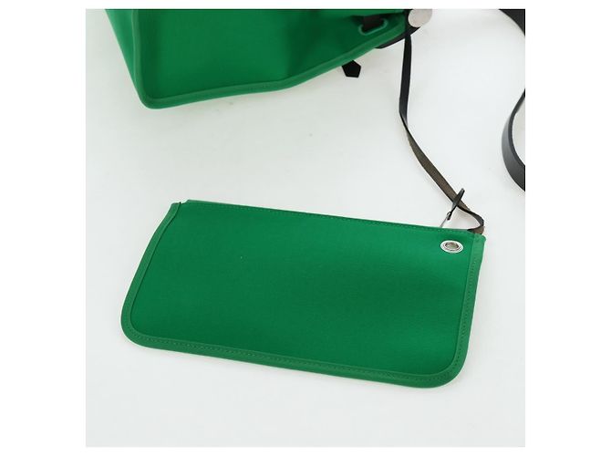Hermès Borsa HERMES Air Zip PM Canvas 2way Verde Argento Auth 199157SM - vista 23