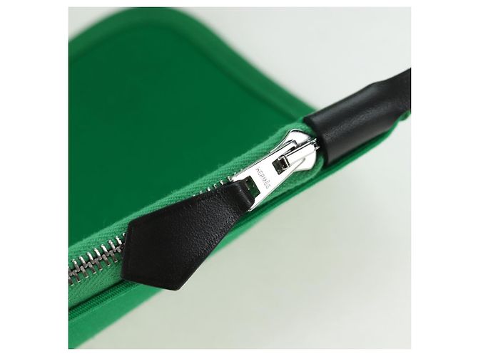 Hermès Borsa HERMES Air Zip PM Canvas 2way Verde Argento Auth 199157SM - vista 24