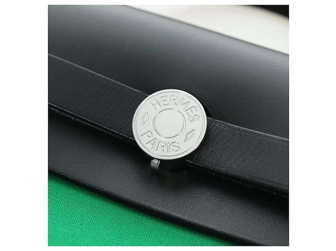 Hermès Borsa HERMES Air Zip PM Canvas 2way Verde Argento Auth 199157SM - vista 27