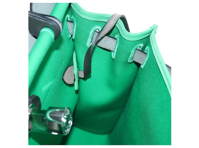 Hermès Borsa HERMES Air Zip PM Canvas 2way Verde Argento Auth 199157SM - vista 30