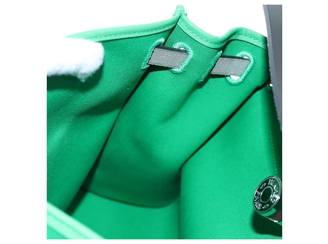 Hermès Borsa HERMES Air Zip PM Canvas 2way Verde Argento Auth 199157SM - vista 31