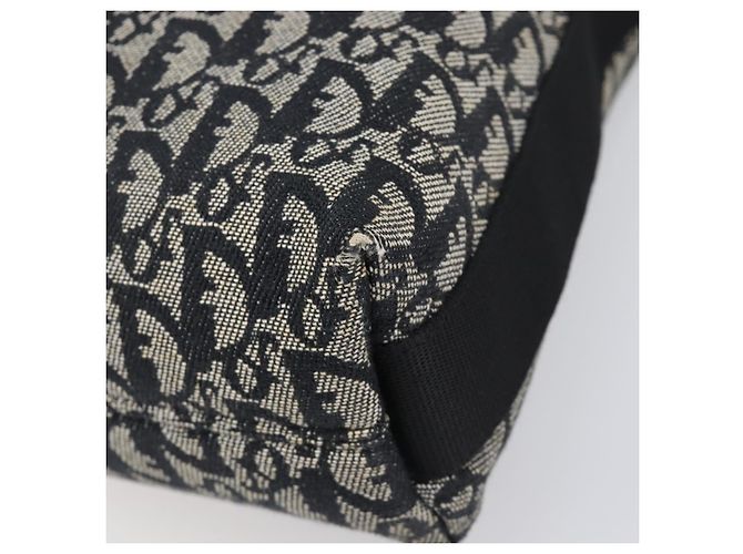 Borsa a tracolla Christian Dior Trotter Canvas Nero Argento Auth 199429 - vista 10