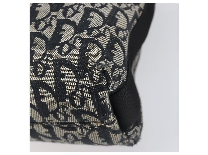 Borsa a tracolla Christian Dior Trotter Canvas Nero Argento Auth 199429 - vista 15