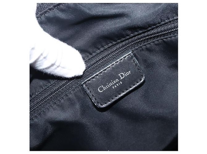 Borsa a tracolla Christian Dior Trotter Canvas Nero Argento Auth 199429 - vista 18