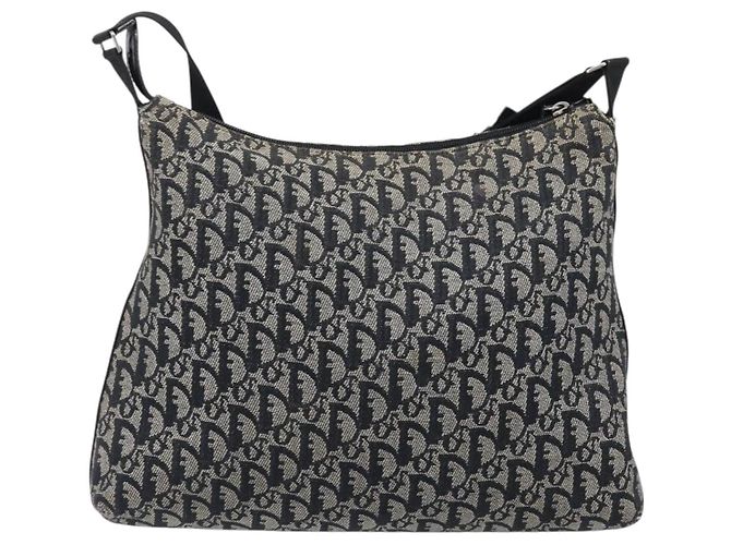 Borsa a tracolla Christian Dior Trotter Canvas Nero Argento Auth 199429 - vista 2