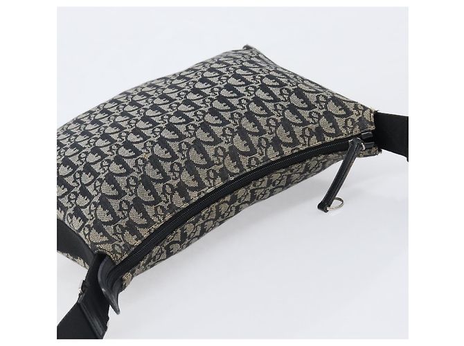 Borsa a tracolla Christian Dior Trotter Canvas Nero Argento Auth 199429 - vista 6