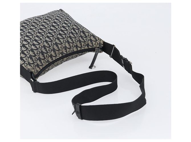 Borsa a tracolla Christian Dior Trotter Canvas Nero Argento Auth 199429 - vista 7
