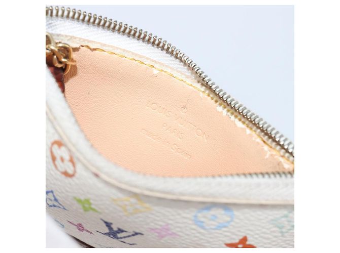LOUIS VUITTON Multicolor Pochette Cles Coin Purse White M92655 LV Auth hk4078 Blanc - vue 10