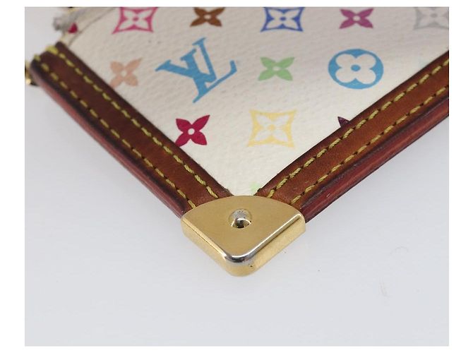 LOUIS VUITTON Multicolor Pochette Cles Coin Purse White M92655 LV Auth hk4078 Blanc - vue 14