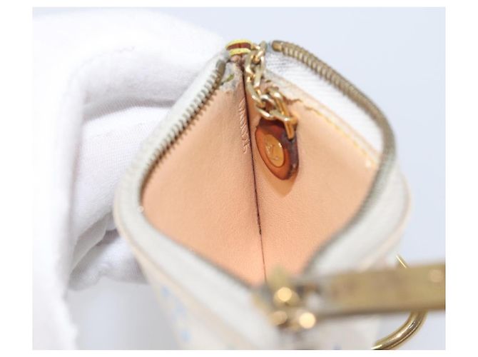 LOUIS VUITTON Multicolor Pochette Cles Coin Purse White M92655 LV Auth hk4078 Blanc - vue 18