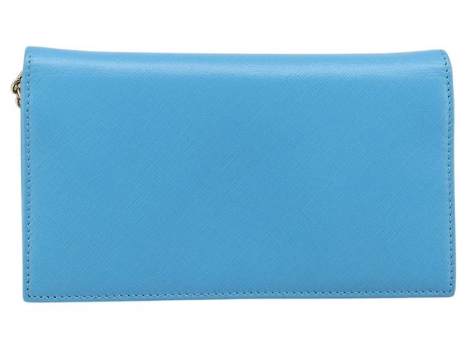 Salvatore Ferragamo Vala Chain Shoulder Wallet Leather Blue Gold Auth hk4008A D'oro - vista 2