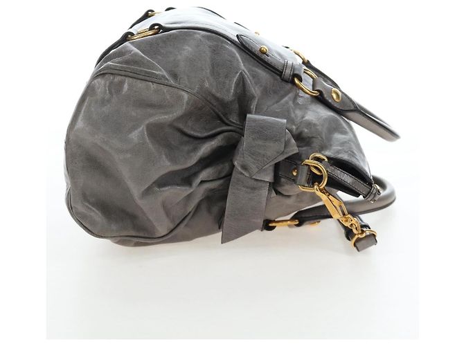 Borsa a mano Miu Miu in pelle 2way Grigio Gold Auth ki6785M Marrone D'oro - vista 4