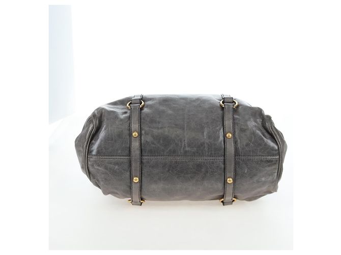 Borsa a mano Miu Miu in pelle 2way Grigio Gold Auth ki6785M Marrone D'oro - vista 5