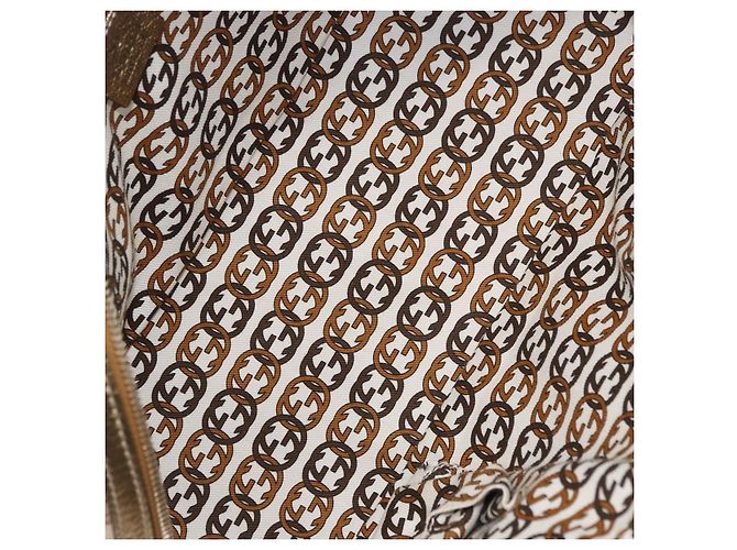 Borsa a Mano GUCCI GG Canvas Pelle Beige Oro 161720 Auth ki6809V D'oro - vista 10