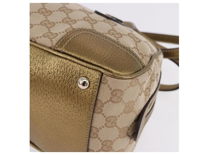 Borsa a Mano GUCCI GG Canvas Pelle Beige Oro 161720 Auth ki6809V D'oro - vista 14