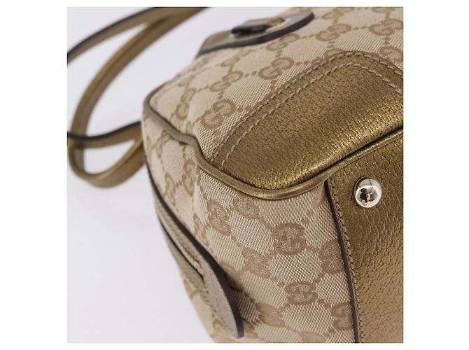 Borsa a Mano GUCCI GG Canvas Pelle Beige Oro 161720 Auth ki6809V D'oro - vista 15