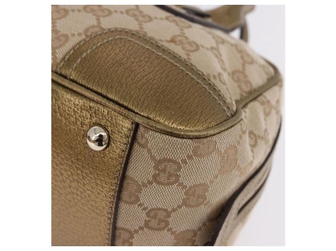 Borsa a Mano GUCCI GG Canvas Pelle Beige Oro 161720 Auth ki6809V D'oro - vista 16