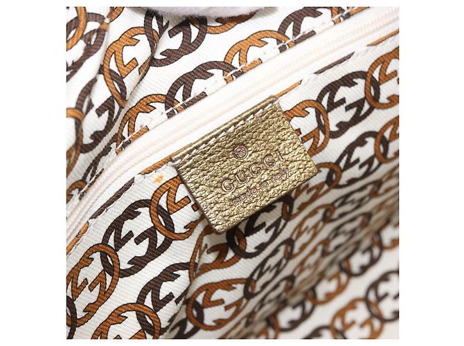 Borsa a Mano GUCCI GG Canvas Pelle Beige Oro 161720 Auth ki6809V D'oro - vista 19