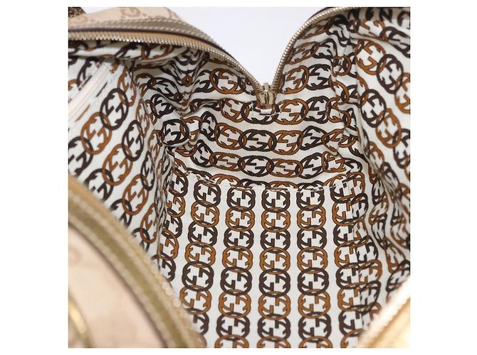 Borsa a Mano GUCCI GG Canvas Pelle Beige Oro 161720 Auth ki6809V D'oro - vista 20