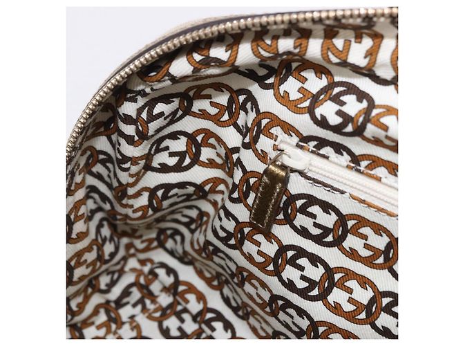 Borsa a Mano GUCCI GG Canvas Pelle Beige Oro 161720 Auth ki6809V D'oro - vista 22
