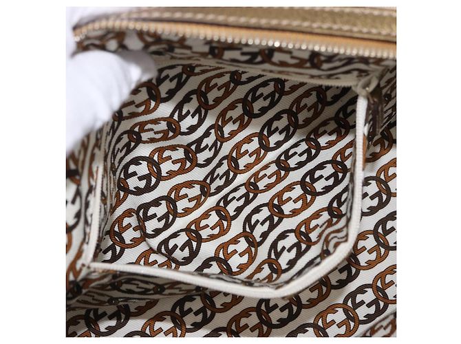 Borsa a Mano GUCCI GG Canvas Pelle Beige Oro 161720 Auth ki6809V D'oro - vista 23