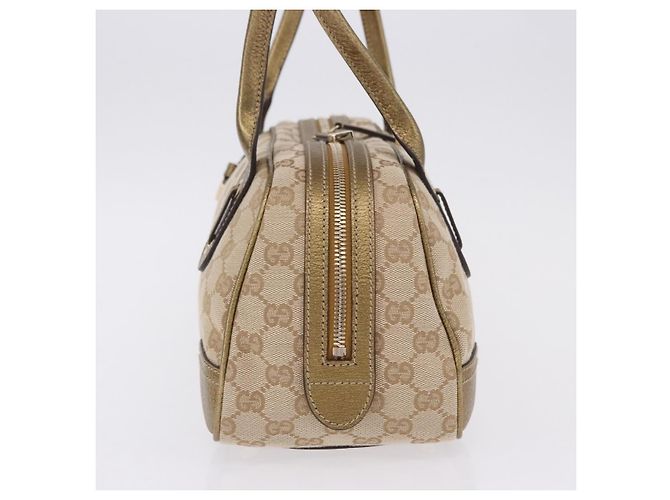 Borsa a Mano GUCCI GG Canvas Pelle Beige Oro 161720 Auth ki6809V D'oro - vista 3