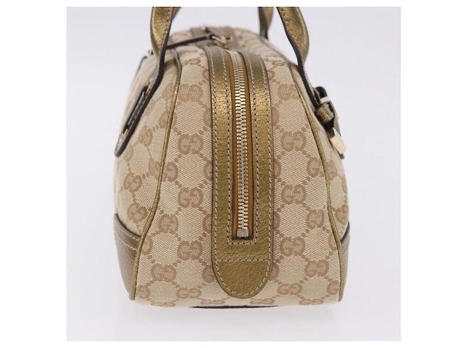 Borsa a Mano GUCCI GG Canvas Pelle Beige Oro 161720 Auth ki6809V D'oro - vista 4