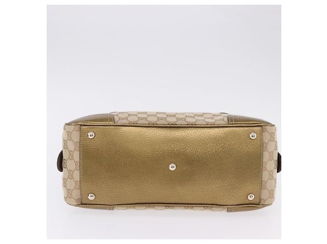 Borsa a Mano GUCCI GG Canvas Pelle Beige Oro 161720 Auth ki6809V D'oro - vista 5