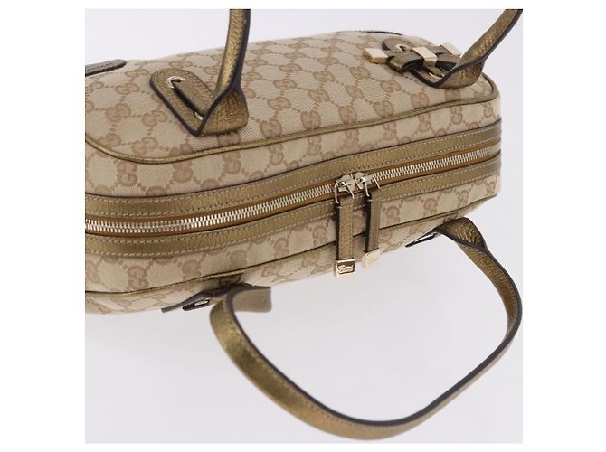 Borsa a Mano GUCCI GG Canvas Pelle Beige Oro 161720 Auth ki6809V D'oro - vista 6