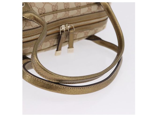 Borsa a Mano GUCCI GG Canvas Pelle Beige Oro 161720 Auth ki6809V D'oro - vista 7