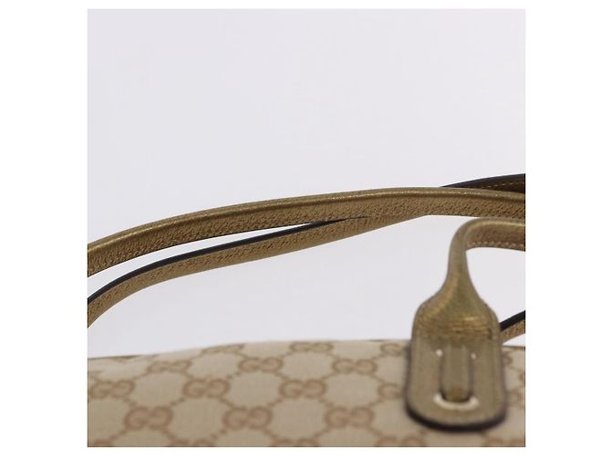 Borsa a Mano GUCCI GG Canvas Pelle Beige Oro 161720 Auth ki6809V D'oro - vista 8