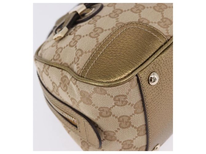 Borsa a Mano GUCCI GG Canvas Pelle Beige Oro 161720 Auth ki6809V D'oro - vista 9